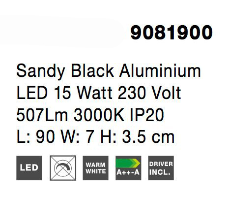 Aplica perete neagra Ottone 7 - 60/90/120 cm stil minimalist, iluminare LED, 9081600 - Novaluce [11]