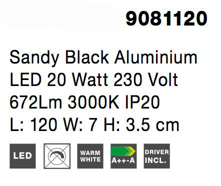 Aplica perete neagra Ottone 7 - 60/90/120 cm stil minimalist, iluminare LED, 9081600 - Novaluce [14]