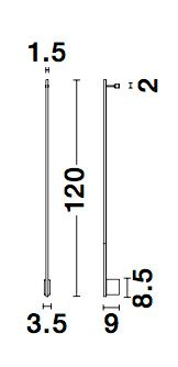 Aplica perete neagra Ottone 9 - 60/90/120 cm stil minimalist, iluminare LED, 9081130 - Novaluce [15]