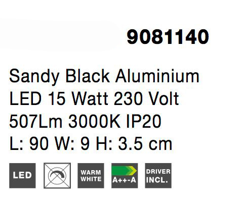 Aplica perete neagra Ottone 9 - 60/90/120 cm stil minimalist, iluminare LED, 9081130 - Novaluce [12]