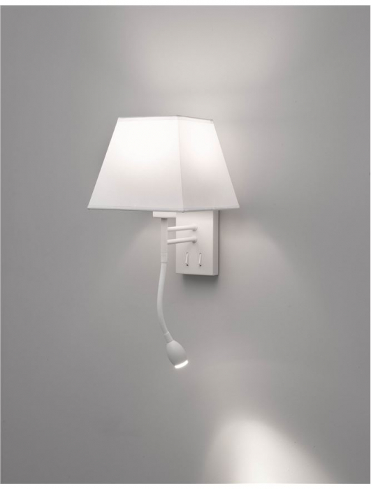 Aplica perete premium alba/alba-argintiu Tahiri, baza din metal, abajur textil, brat ajustabil cu LED, 8127402 - Novaluce [5]