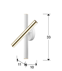 Aplica perete rotativa Kimber 33 cm stil minimalist negru/alb cu auriu sau crom, LED dimabil, 373869 - Schuller [2]
