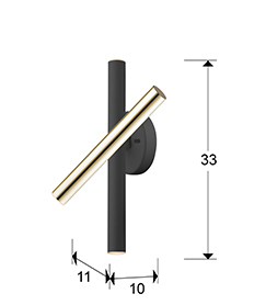 Aplica perete rotativa Kimber 33 cm stil minimalist negru/alb cu auriu sau crom, LED dimabil, 373869 - Schuller [7]