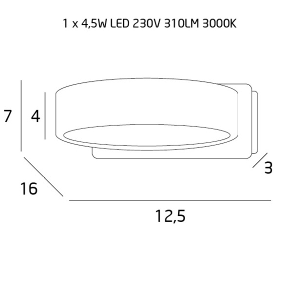 Aplica perete rotunda alba/neagra iluminare LED Staja 12,5x15x7 cm metal, W0166 - Maxlight [7]