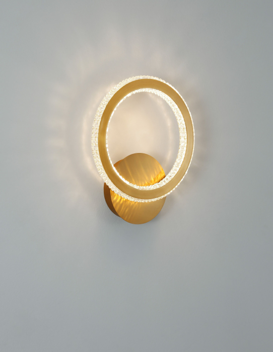 Aplica perete rotunda aurie cu cristale Baruch Ø30 cm, iluminare LED, design modern, 9011135 - Novaluce [4]