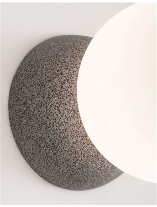 Aplica perete rotunda gri/alba beton Chiro Ø 10 cm, abajur sferic de sticla, 9577012 - Novaluce [5]
