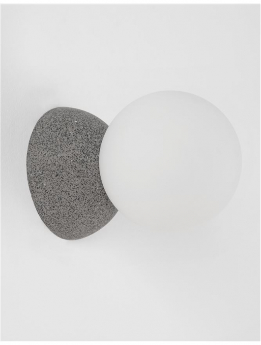 Aplica perete rotunda gri/alba beton Chiro Ø 10 cm, abajur sferic de sticla, 9577012 - Novaluce [4]