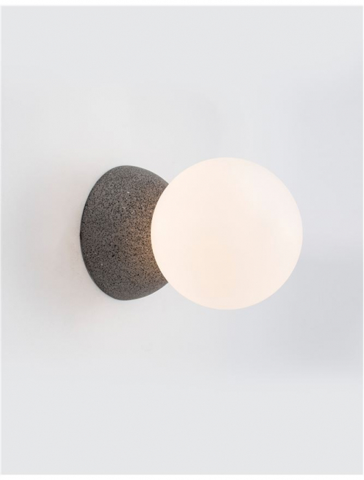 Aplica perete rotunda gri/alba beton Chiro Ø 10 cm, abajur sferic de sticla, 9577012 - Novaluce [3]