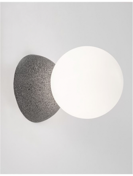 Aplica perete rotunda gri/alba beton Chiro Ø 10 cm, abajur sferic de sticla, 9577012 - Novaluce [2]