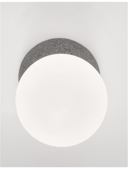 Aplica perete rotunda gri/alba beton Chiro Ø 10 cm, abajur sferic de sticla, 9577012 - Novaluce [6]