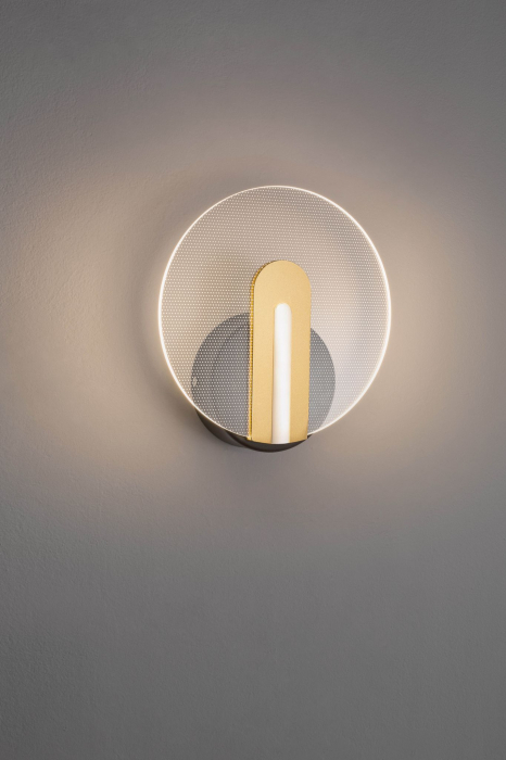 Aplica perete rotunda Tekla Ø20 cm cu detalii aurii, abajur transparent, iluminare LED 7W, 9545401 - Novaluce [3]