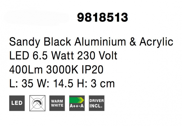 Aplica perete semicerc auriu mat/negru Sikke 35 cm cu cristale acril, iluminare LED, 9818512 - Novaluce [12]