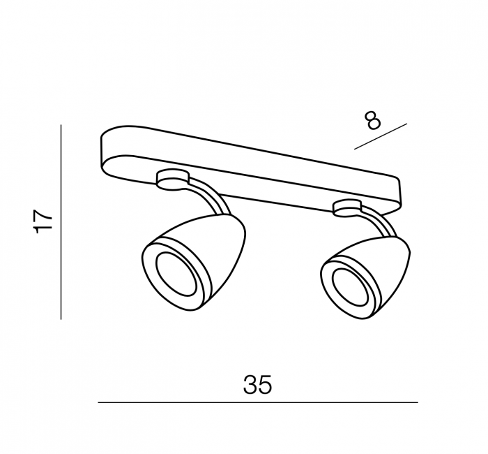 Aplica perete/tavan alba cu 2 spoturi reglabile Kabel 35 cm, design modern, AZ 1241 - Azzardo [3]