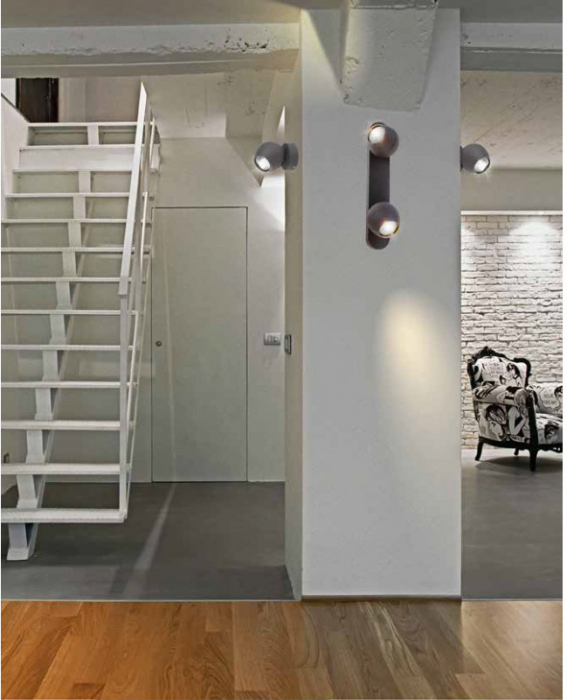 Aplica perete/tavan cu spot lumina reglabil Drest, metal alb/gri, abajur rotund, AZ 1245 - Azzardo [3]