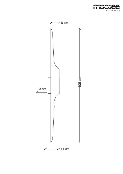 Aplica perete verticala Rosalie Premium 105 cm, metal negru mat cu auriu, MSE010400124 - King [4]