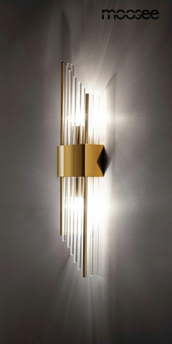 Aplică Slant 11,5x6,5x55 cm, Metal și Sticlă Auriu - Moosee [2]