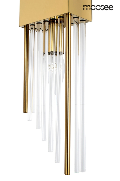 Aplică Slant 11,5x6,5x55 cm, Metal și Sticlă Auriu - Moosee [3]