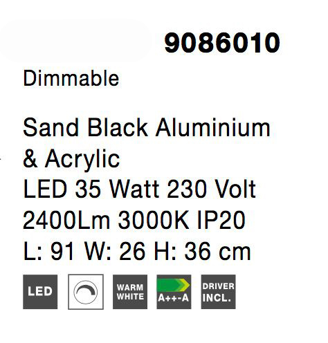 Aplica tavan dimabila alba/neagra stil minimalist Trace 91 cm, forma dreptunghiuri combinate, 9086020 - Novaluce [7]