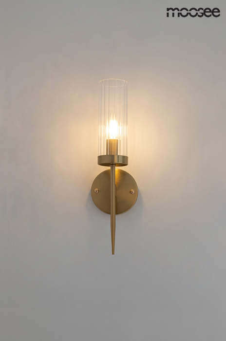 Aplică Torch 12x15x42 cm, Oțel și Cristal Auriu - Moosee [5]