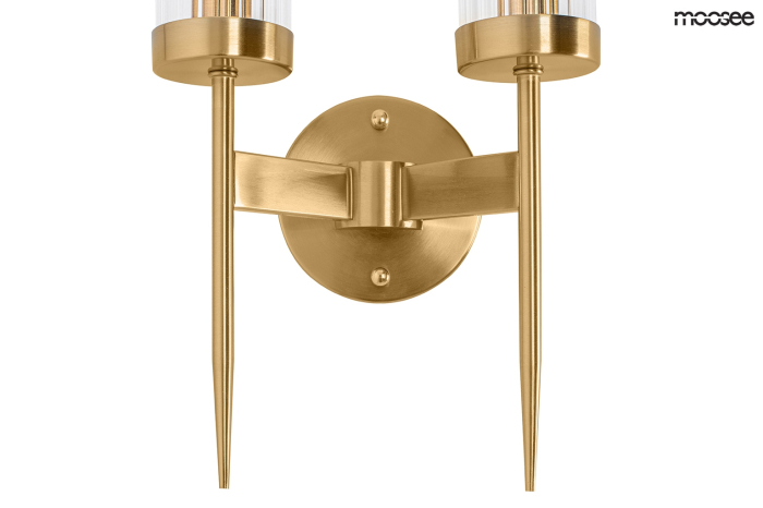 Aplică Torch Twin 23x15x42 cm, Oțel și Cristal Auriu - Moosee [4]