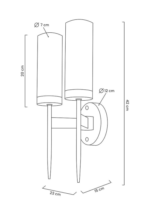 Aplică Torch Twin 23x15x42 cm, Oțel și Cristal Auriu - Moosee [10]
