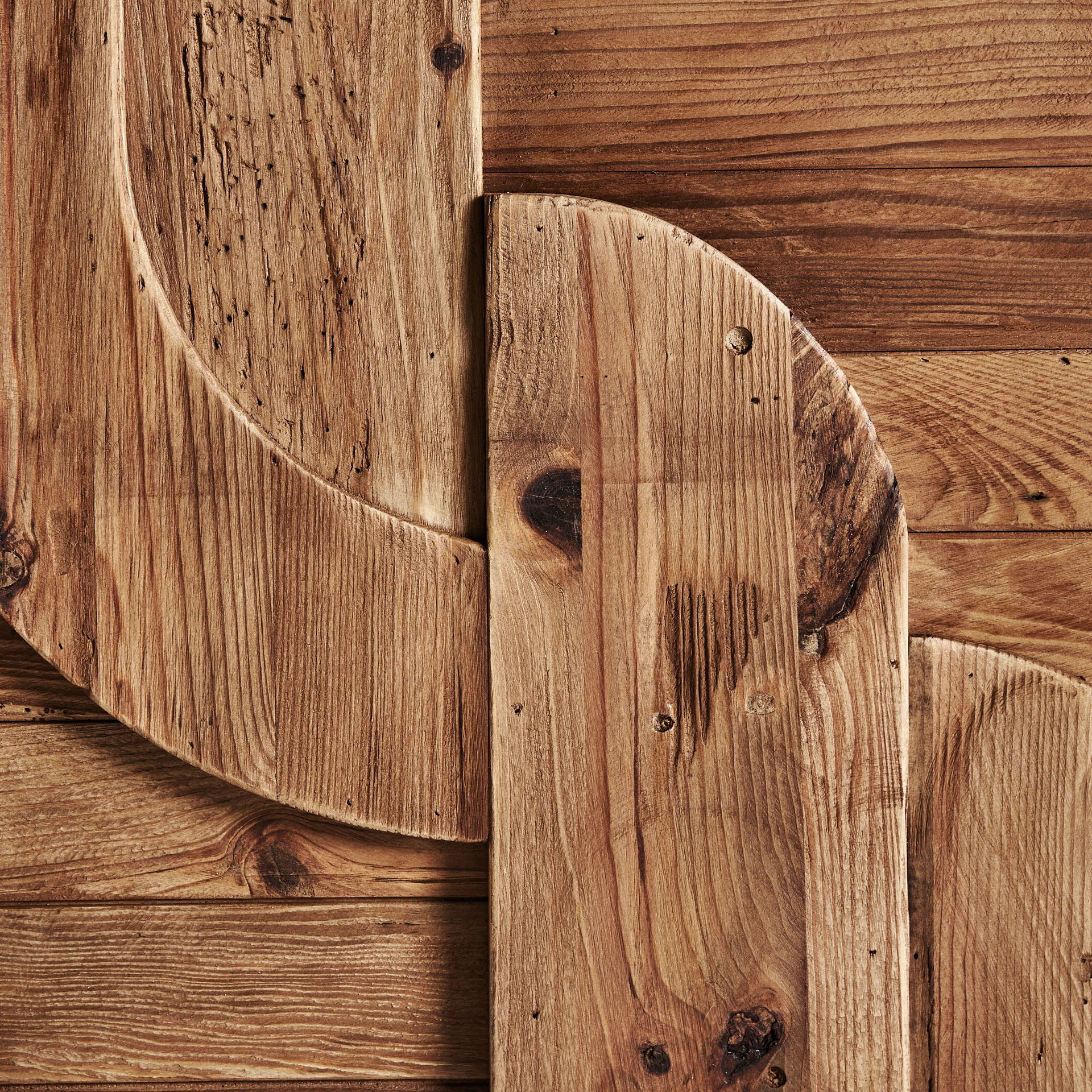 Decoratiune de Perete din Lemn de Pin Reciclat, Maro, 98x5x80 cm, Stil Contemporan - VicalHome 33609 [6]