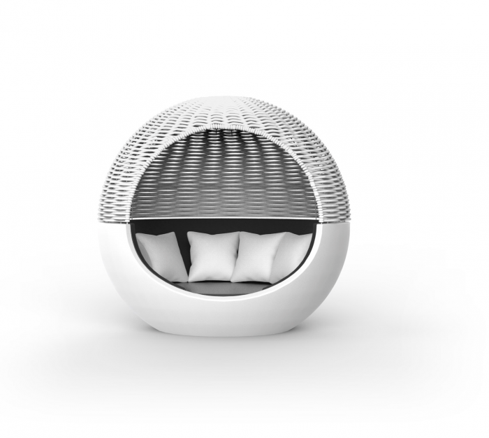 Baldachin lux sferic gradina/piscina Ulm Moon Ø200 cm cu acoperis impletit, iluminare LED optionala, 54279 - Vondom [2]