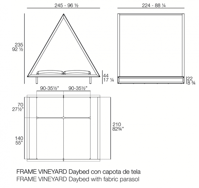 Baldachin premium gradina/piscina Vineyard in forma de casuta ‚ÄûA‚Äù cu acoperis material, 54321 - Vondom [2]