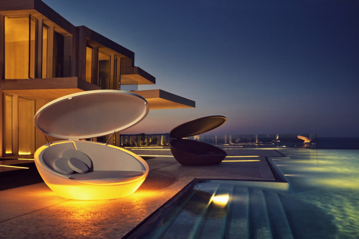 Baldachin rotund tip scoica cu acoperis rabatabil Ulm 211x198 cm, iluminare led, model premium, 54136 - Vondom [5]