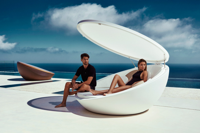 Baldachin rotund tip scoica cu acoperis rabatabil Ulm 211x198 cm, iluminare led, model premium, 54136 - Vondom [6]