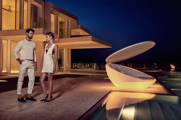 Baldachin rotund tip scoica cu acoperis rabatabil Ulm 211x198 cm, iluminare led, model premium, 54136 - Vondom [8]