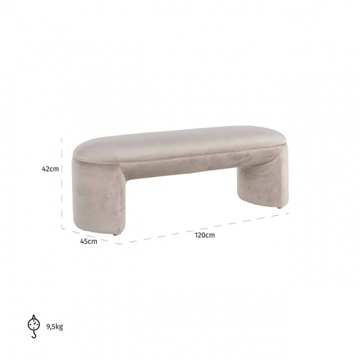 Bancă Fargo kaki catifelat (Quartz Khaki 903), S4549 KHAKI VELVET - Richmond Interiors [4]