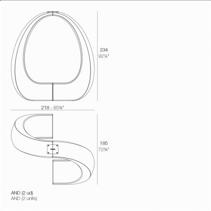 Banca modulara LED pentru gradina AND 218x185x234 cm, 60007 - Vondom [5]