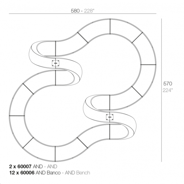 Banca modulara LED pentru gradina AND 218x185x234 cm, 60007 - Vondom [11]