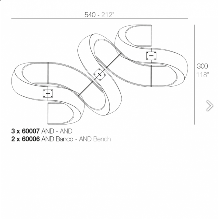 Bancuta modulara LED AND 133x65x47 cm, 60006 - Vondom [8]