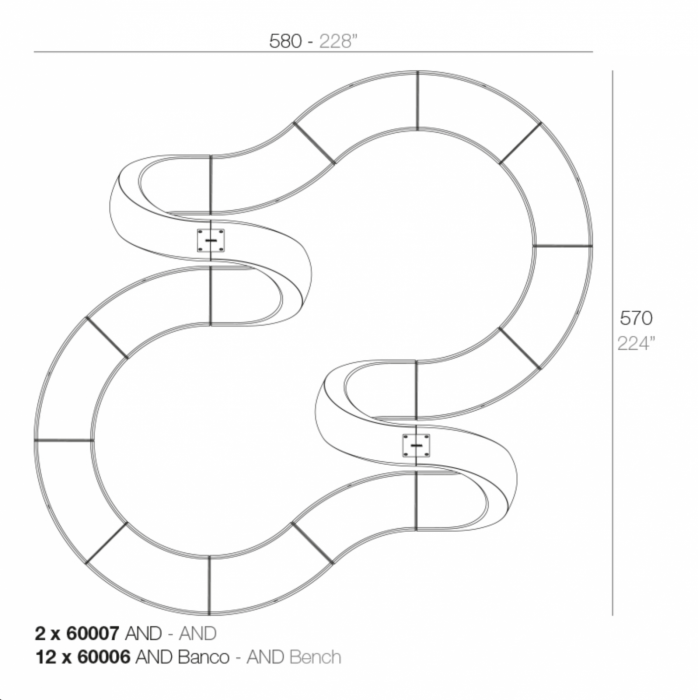 Bancuta modulara LED AND 133x65x47 cm, 60006 - Vondom [10]