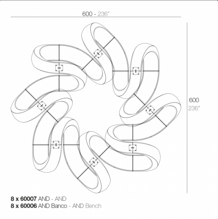 Bancuta modulara LED AND 133x65x47 cm, 60006 - Vondom [9]
