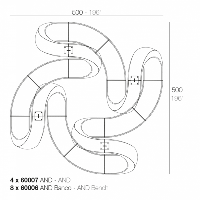 Bancuta modulara LED AND 133x65x47 cm, 60006 - Vondom [6]