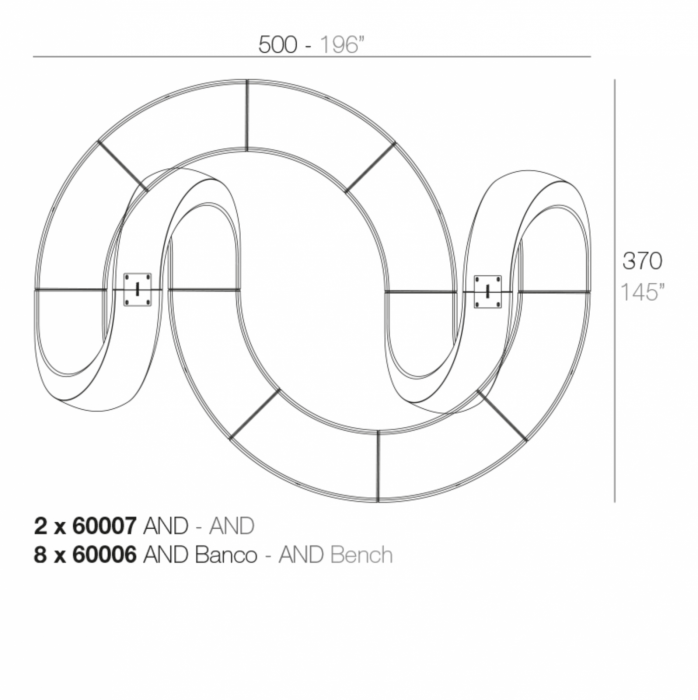 Bancuta modulara LED AND 133x65x47 cm, 60006 - Vondom [7]