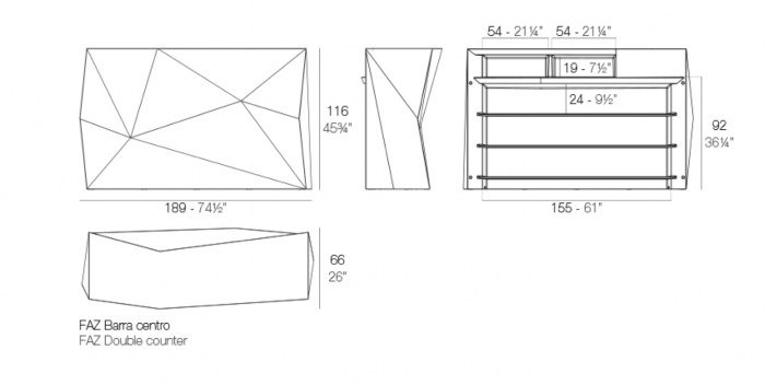 Bar cu iluminare LED RGBW Faz 190 cm, design geometric, personalizabil, 54113 - Vondom [6]