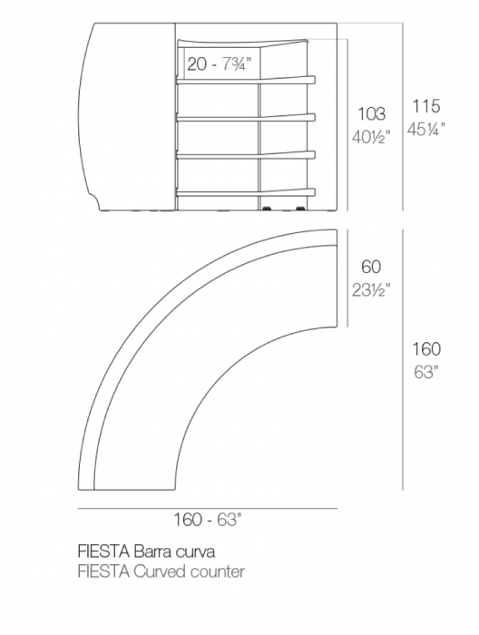 Bar curbat Fiesta 160x160 cm iluminare LED RGBW control smart, design modern, 56002 - Vondom [2]