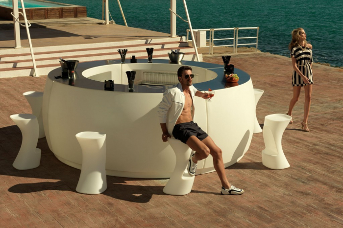 Bar curbat Fiesta 160x160 cm iluminare LED RGBW control smart, design modern, 56002 - Vondom [6]