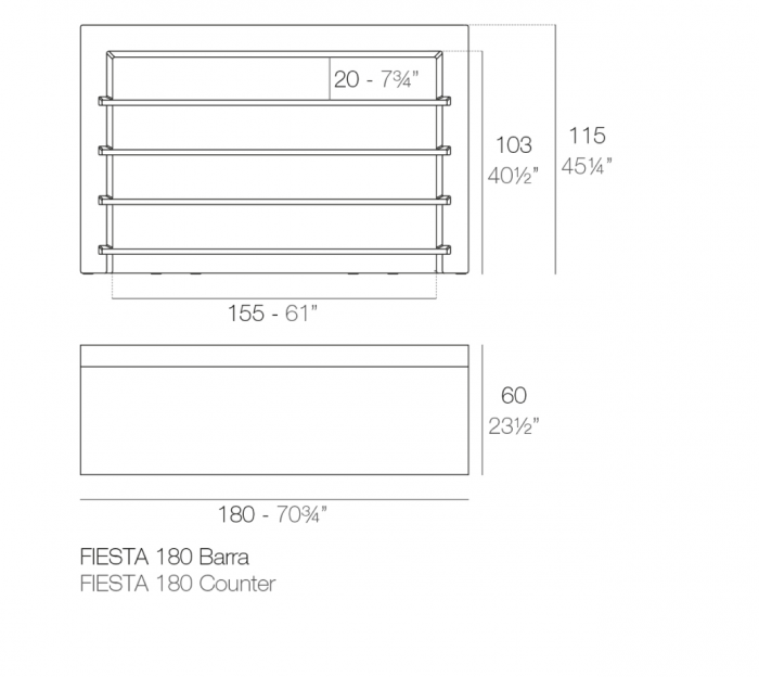 Bar Fiesta 180 cm iluminare LED RGBW control smart, design modern, 56001 - Vondom [2]