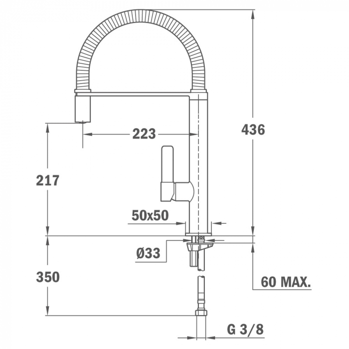 Baterie de bucatarie  FO 939 cu teava rotativa si furtun flexibil -Teka [2]