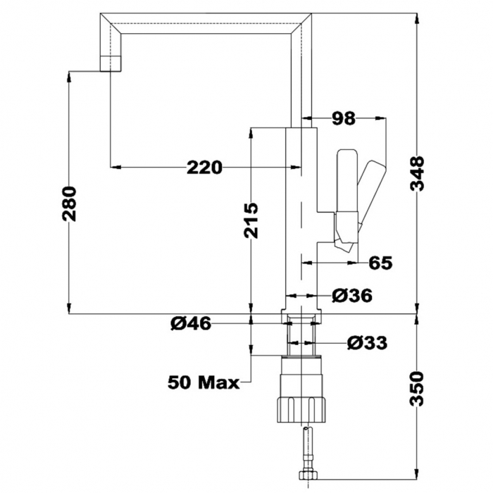 Baterie de bucatarie  FOT 990 cu teava inalta si aerator anticalcar -Teka [2]