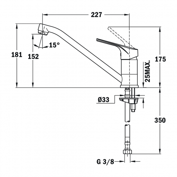 Baterie de bucatarie  MTP 913 cu teava joasa si aerator anticalcar -Teka [5]