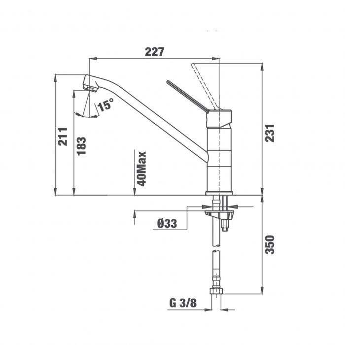Baterie de bucatarie  MTP 993 cu teava joasa si aerator anticalcar -Teka [2]