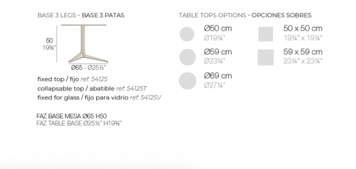 Baza 3 picioare masa exterior Faz din aluminiu h 50 cm, diverse finisaje, 54125 - Vondom [2]