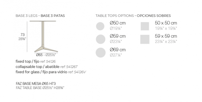 Baza 3 picioare masa exterior Faz din aluminiu h 73 cm, diverse finisaje, 54126 - Vondom [6]