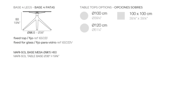 Baza fixa masa exterior Mari-sol Ø96,5x50 cm, din aluminiu diverse finisaje, 65033 - Vondom [2]